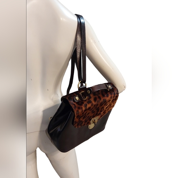PATRICIA NASH LEOPARD NWOT HAIRCALF BROWN LEATER BACKPACK/ SHOULDER BAG - Picture 2 of 9